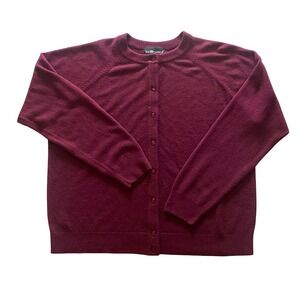 SAG Harbor Vintage Burgundy Button Front Cardigan Sweater Women Large